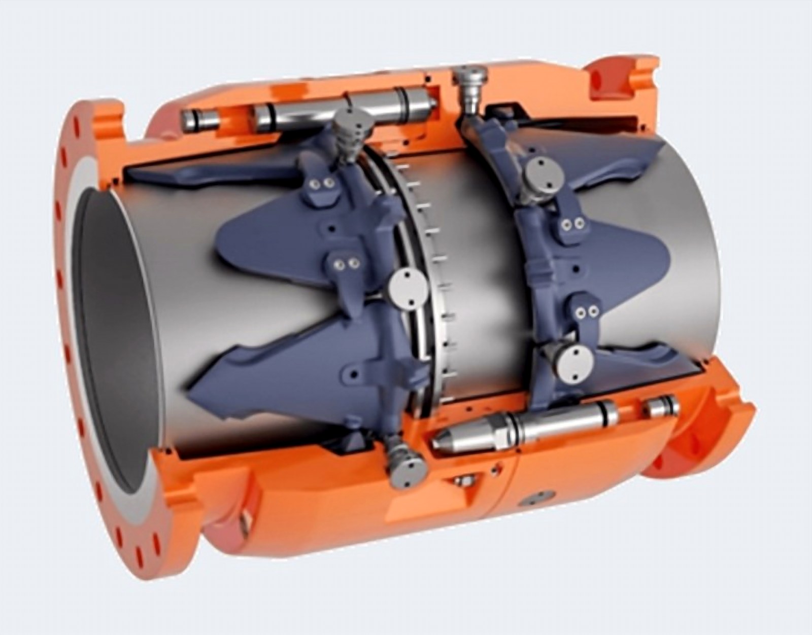 Cutaway of a marine breakaway coupling